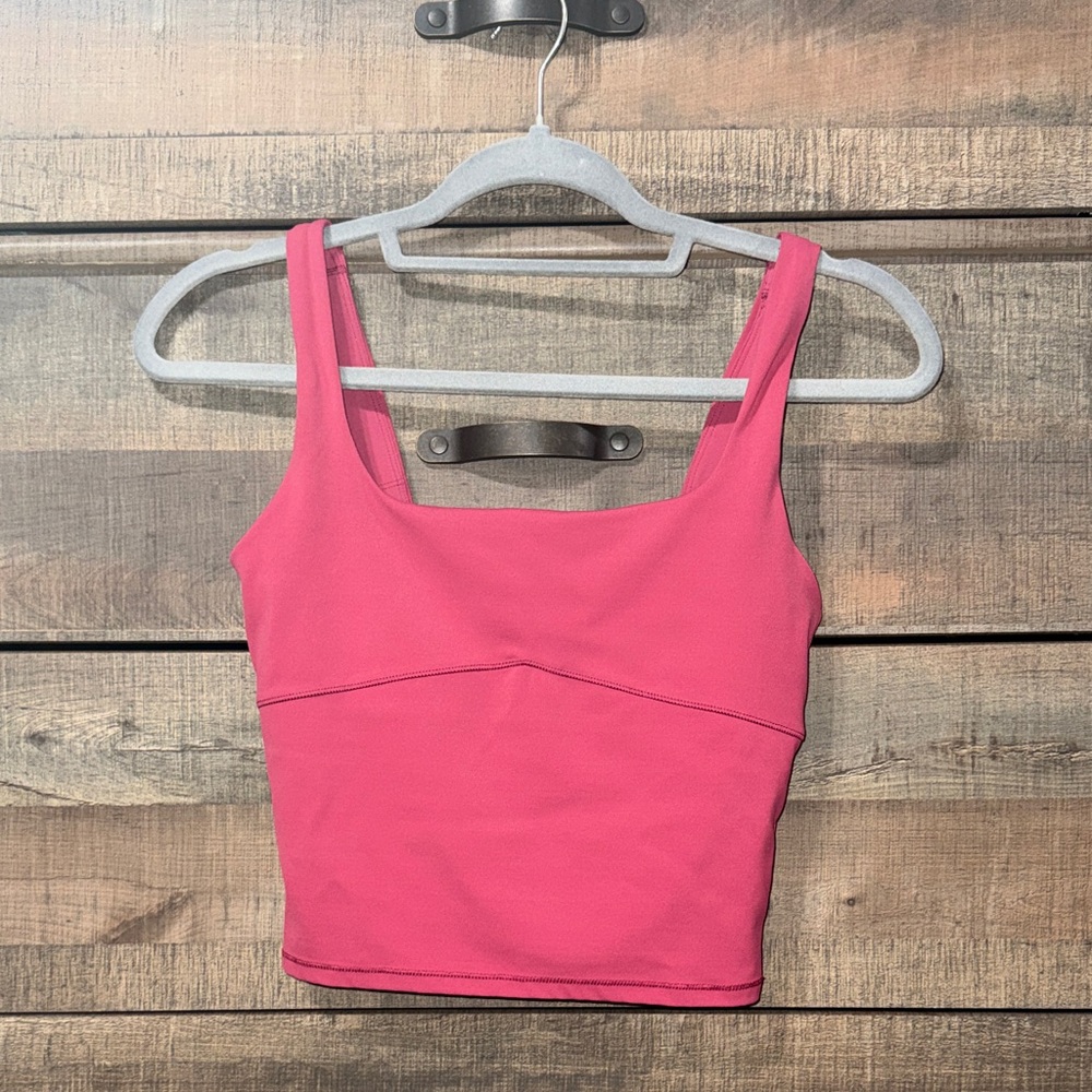 Vuori Hot Pink Square Neck Crop Top